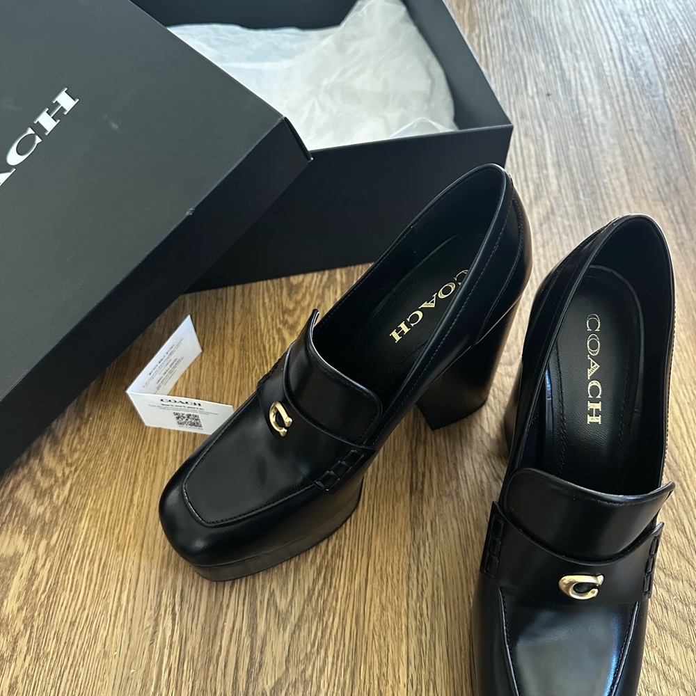 Coach Black Leather Heels